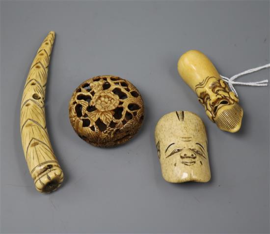 Four Japanese staghorn netsuke, 19th century